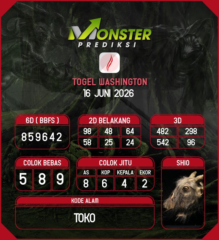 Kode-Monster-Washington-Hari-Selasa-16-Juni-2026